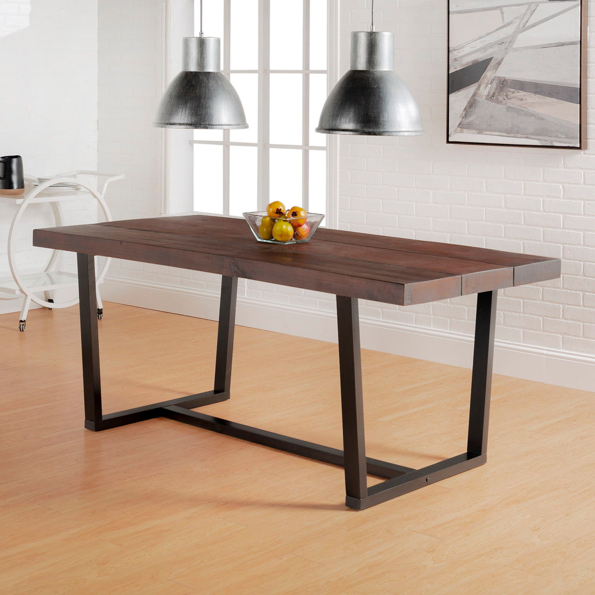Modern Distressed Solid Wood And Metal Open Frame Dining Table by Walker Edison | Bel Furniture