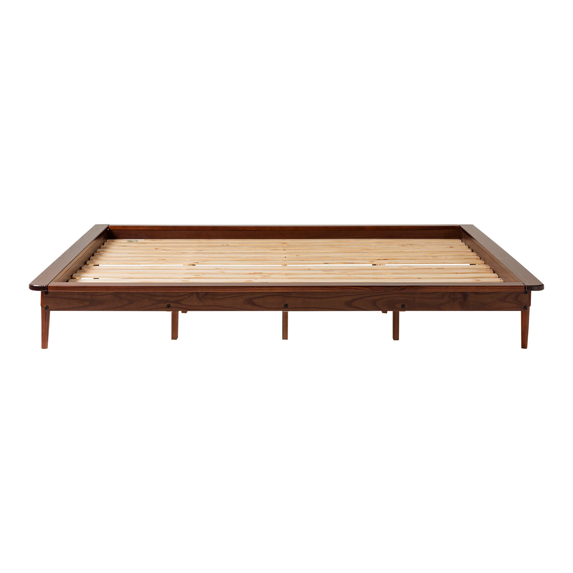 Mid-Century Modern Solid Wood Platform Bed Frame