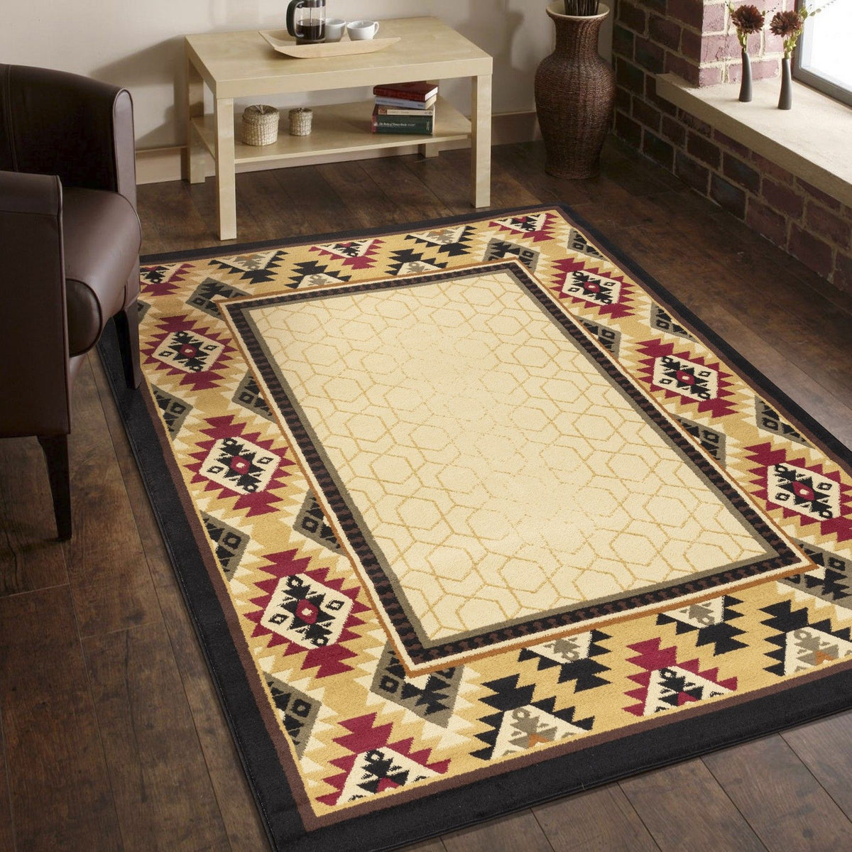 Tribes - 5'3" X 7'3" Polypropylene, Southwest Area Rug - Cream by Icona Home Decor | Bel Furniture