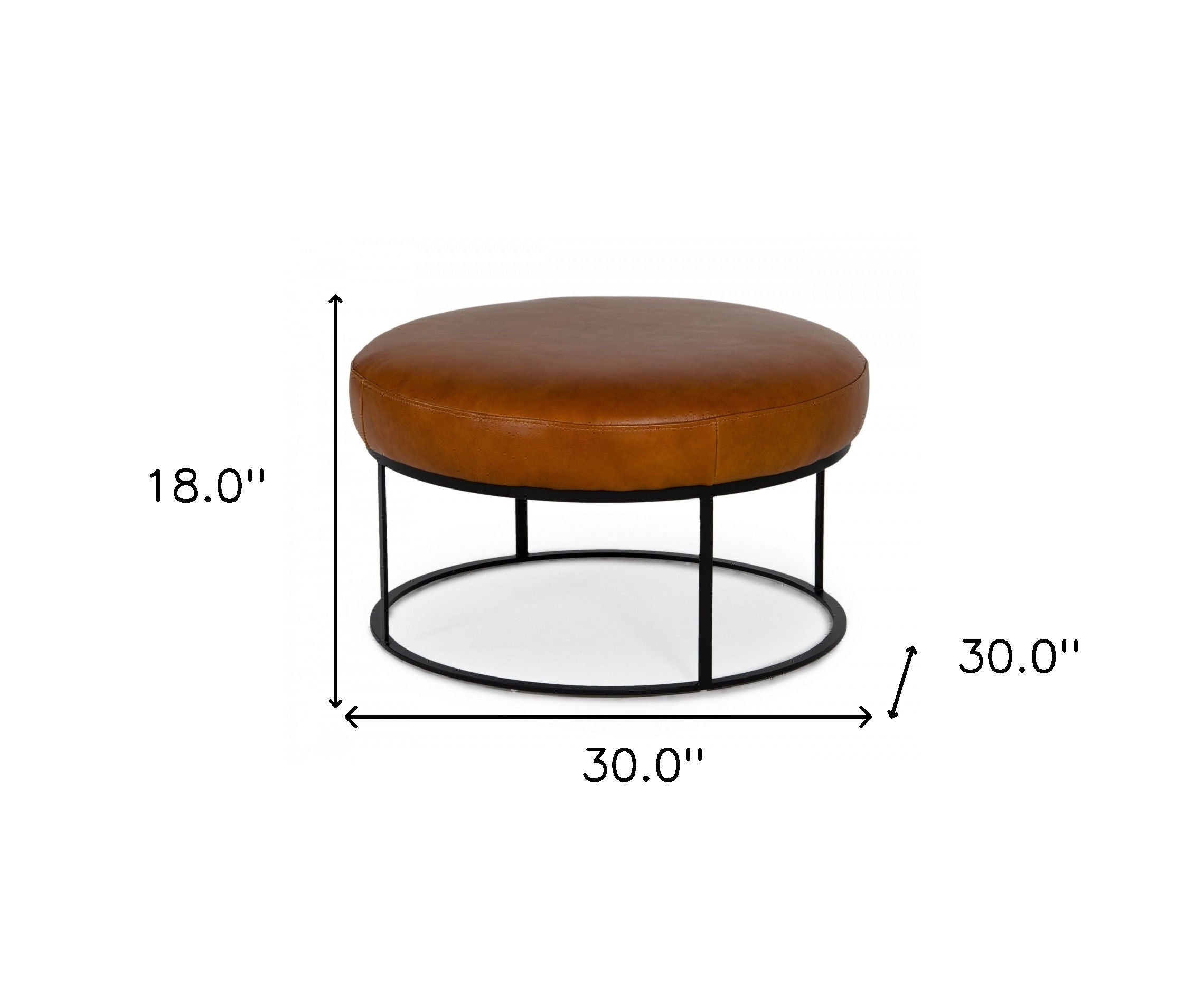 Faux Leather Ottoman - Camel / Black