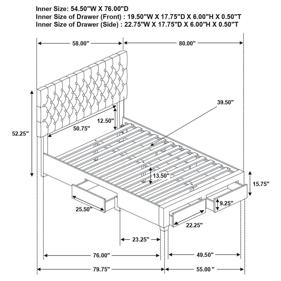 Soledad - 4-drawer Button Tufted Storage Bed