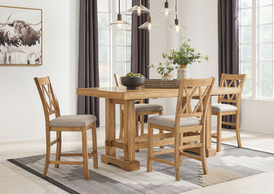Havonplane - Counter Dining Set Light Brown 5 Pc. Table, 4 Barstools by Signature Design by Ashley® | Bel Furniture