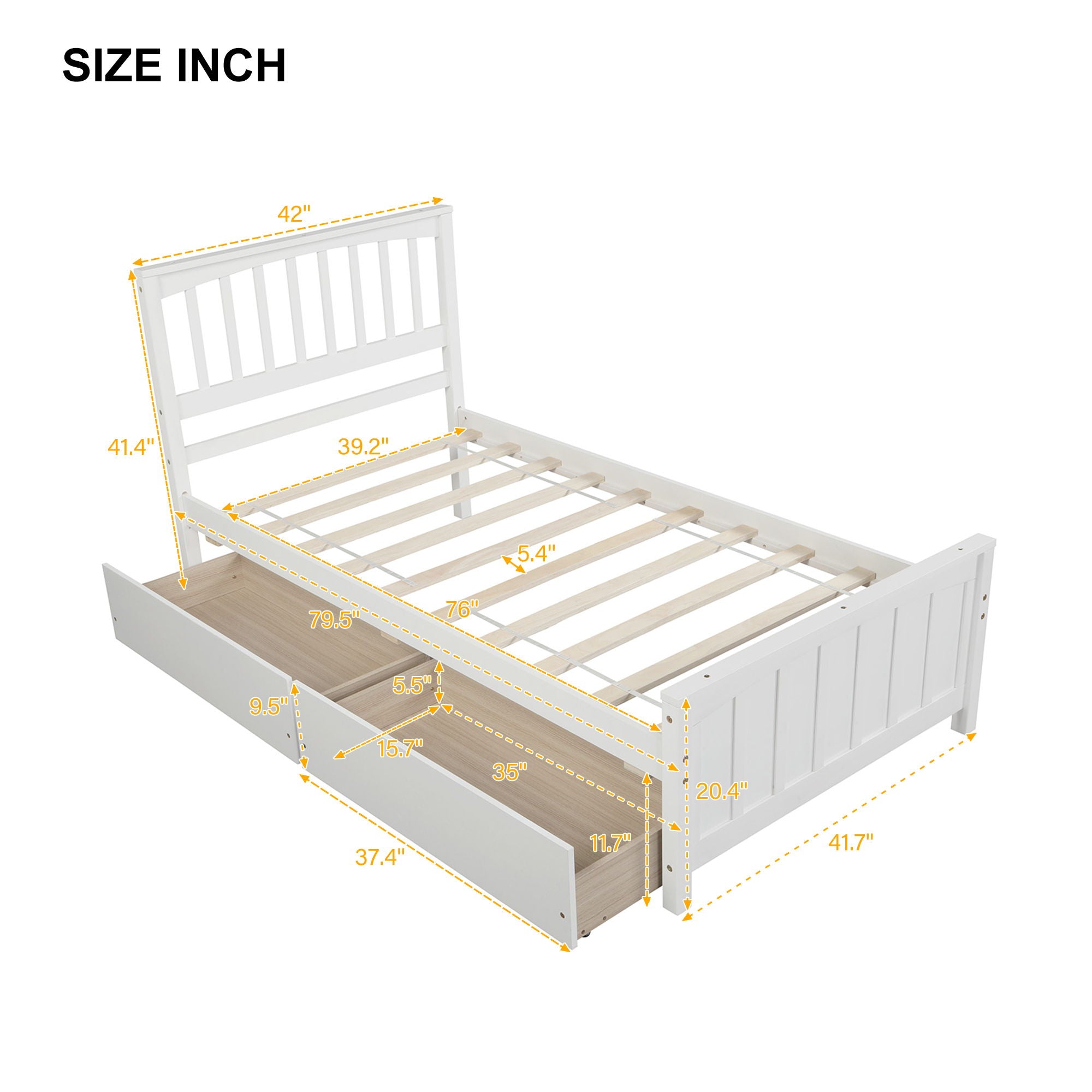 Twin Size Platform Bed With Two Drawers