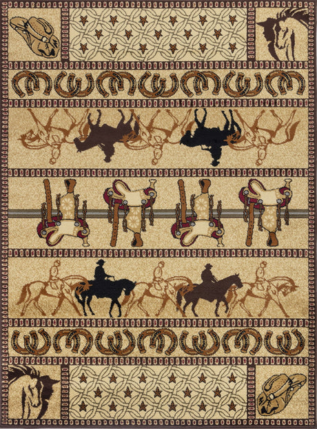 Tribes - 5'3" X 7'3" Southwest Area Rug - Beige - Polypropylene - view 5
