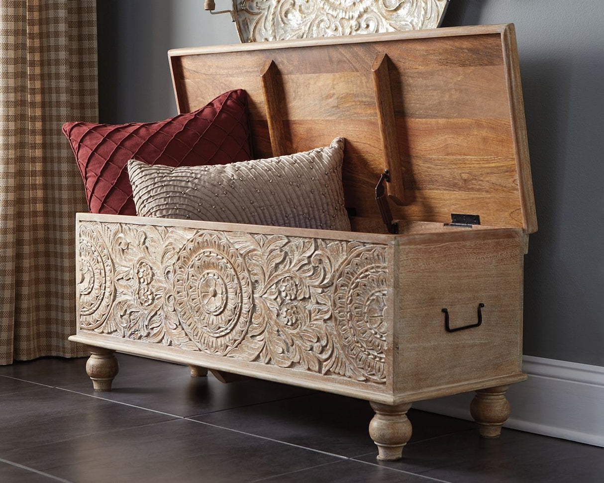 Fossil Ridge - Beige - Storage Bench by Signature Design by Ashley® | Bel Furniture