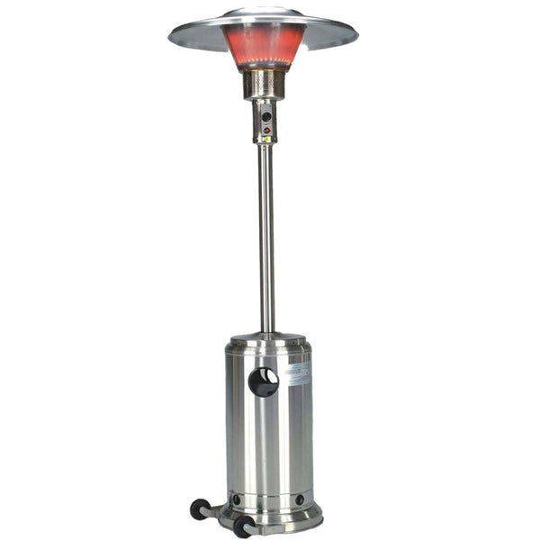 40000 Btu Steel Propane Cylindrical Pole Standing Patio Heater - Silver