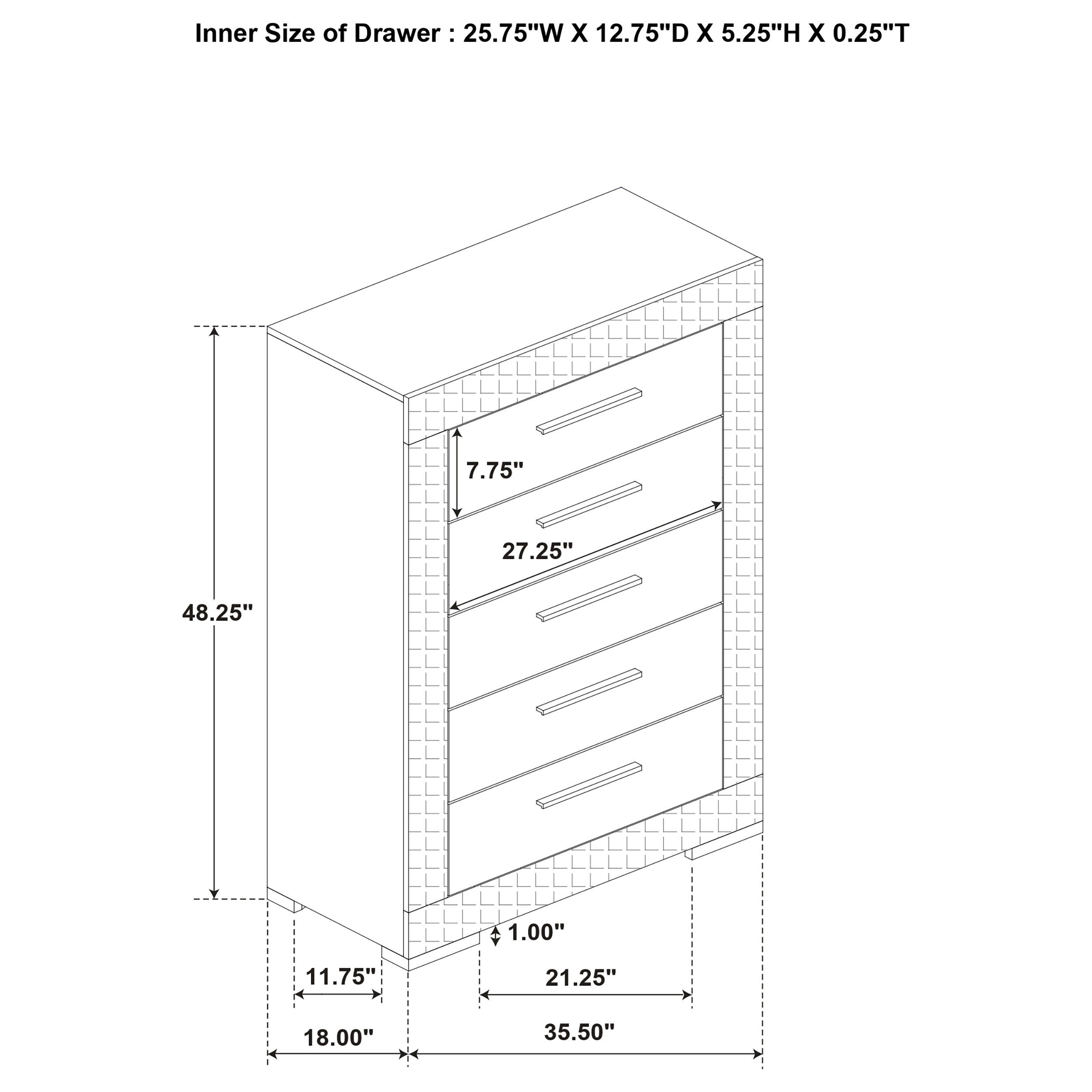 Ives - 5-Drawer Bedroom Chest Of Drawers - White High Gloss