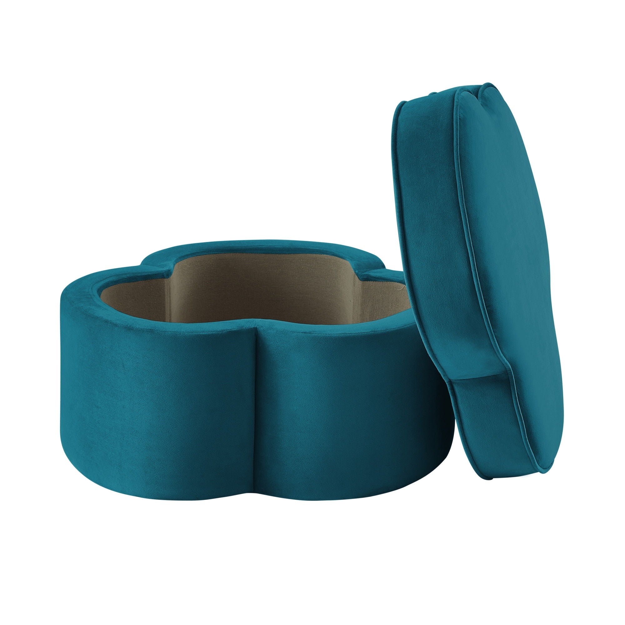 Velvet Specialty Cocktail Ottoman - Teal Blue