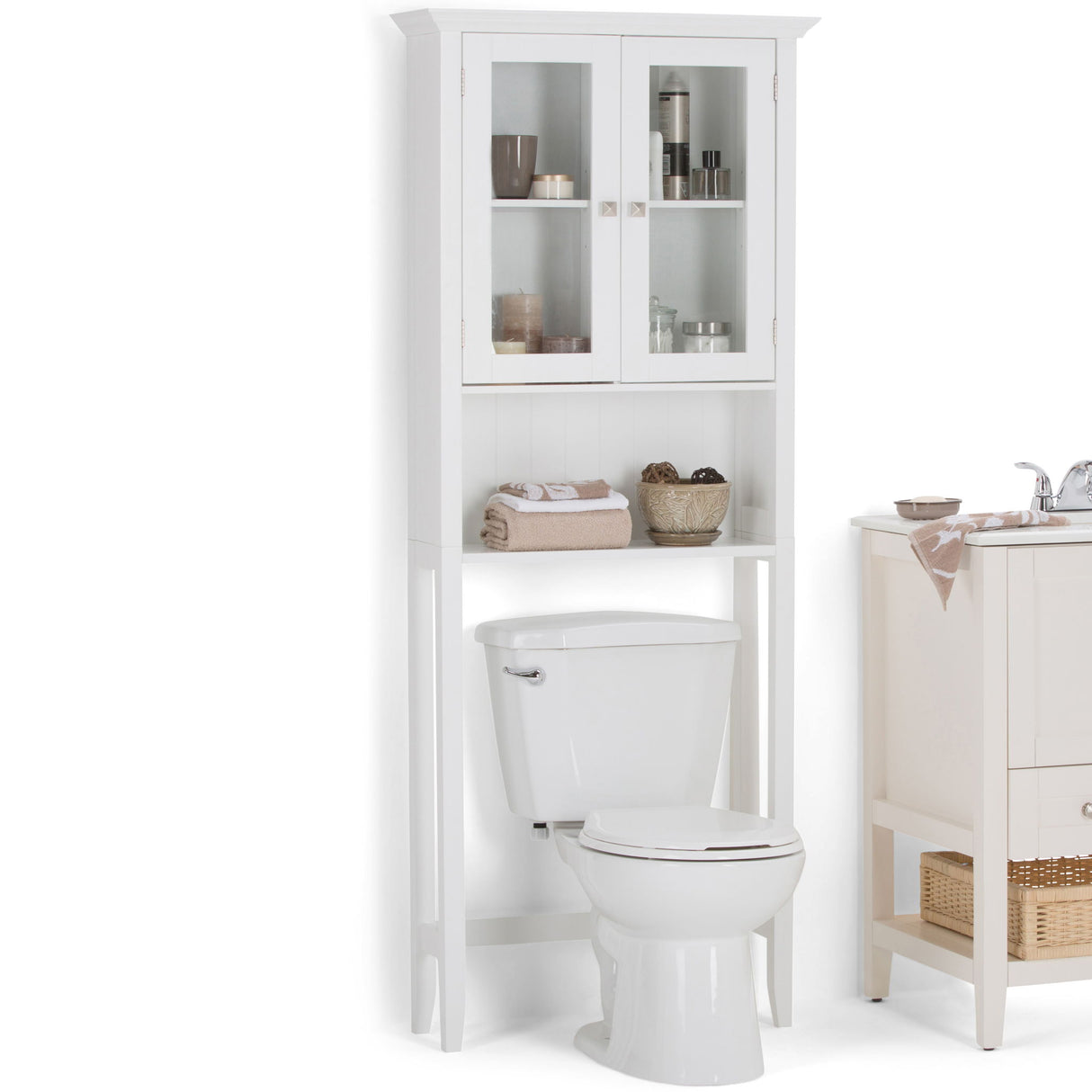 Acadian - Space Saver Cabinet - Pure White by Simpli-Home | Bel Furniture