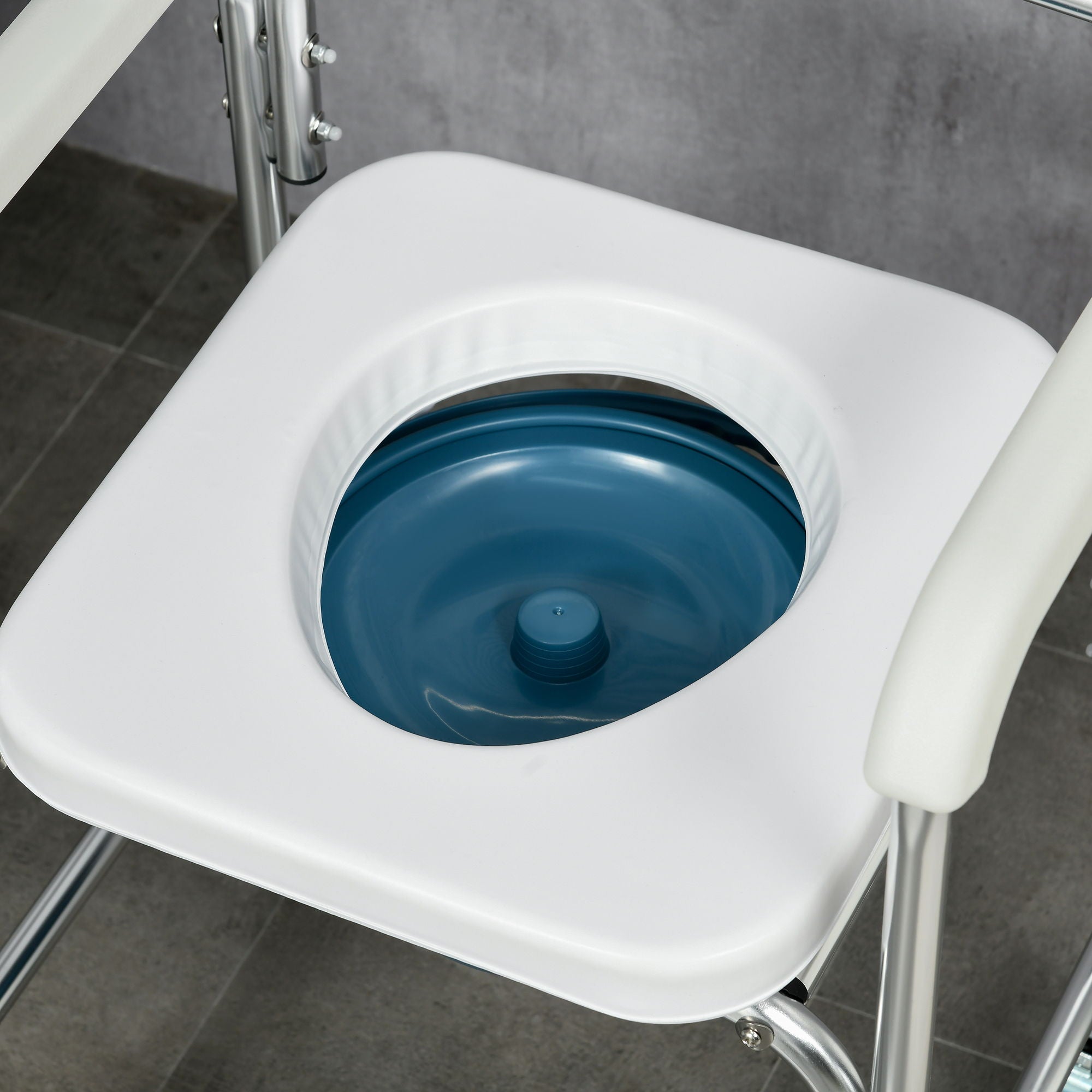 Homcom - Shower Commode Wheelchair, Padded Seat, 330 Lbs - White