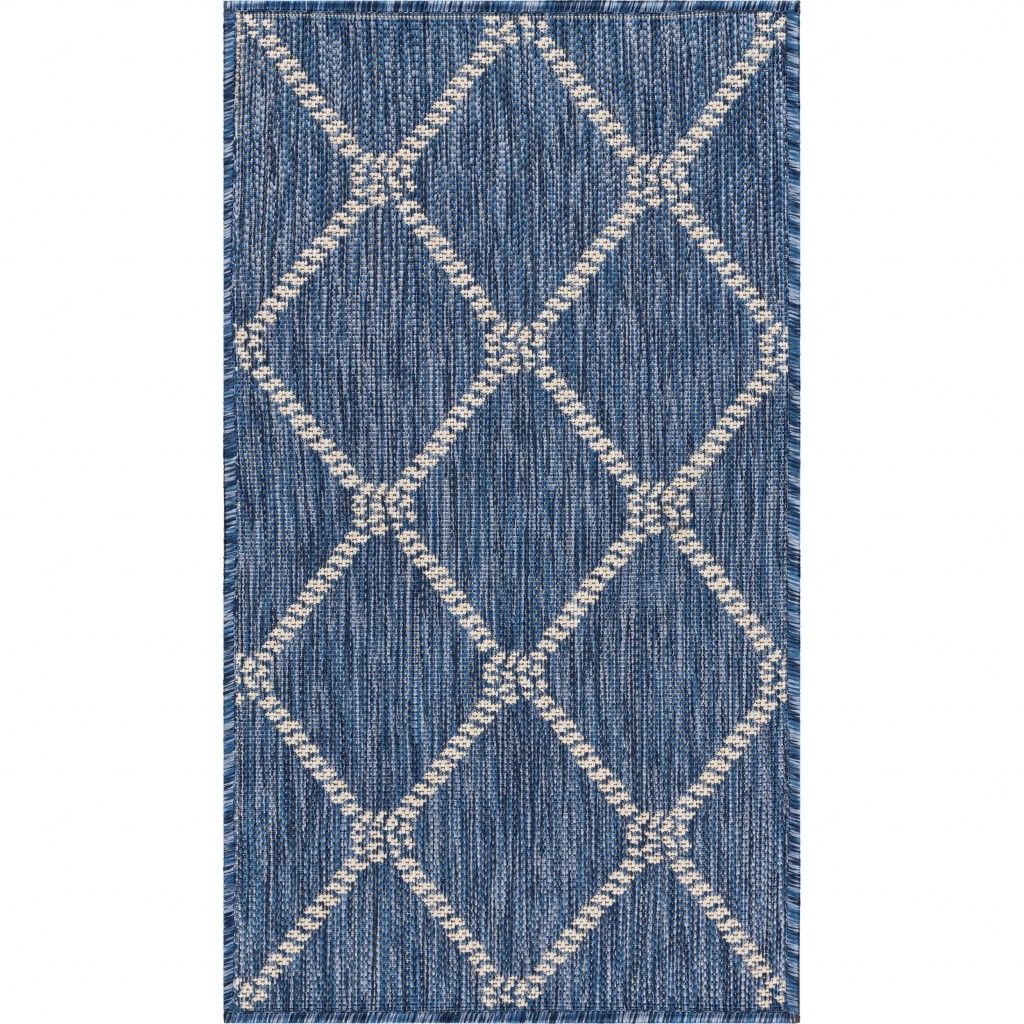 2' X 3' Outdoor & Indoor Area Rug - Blue / Gray