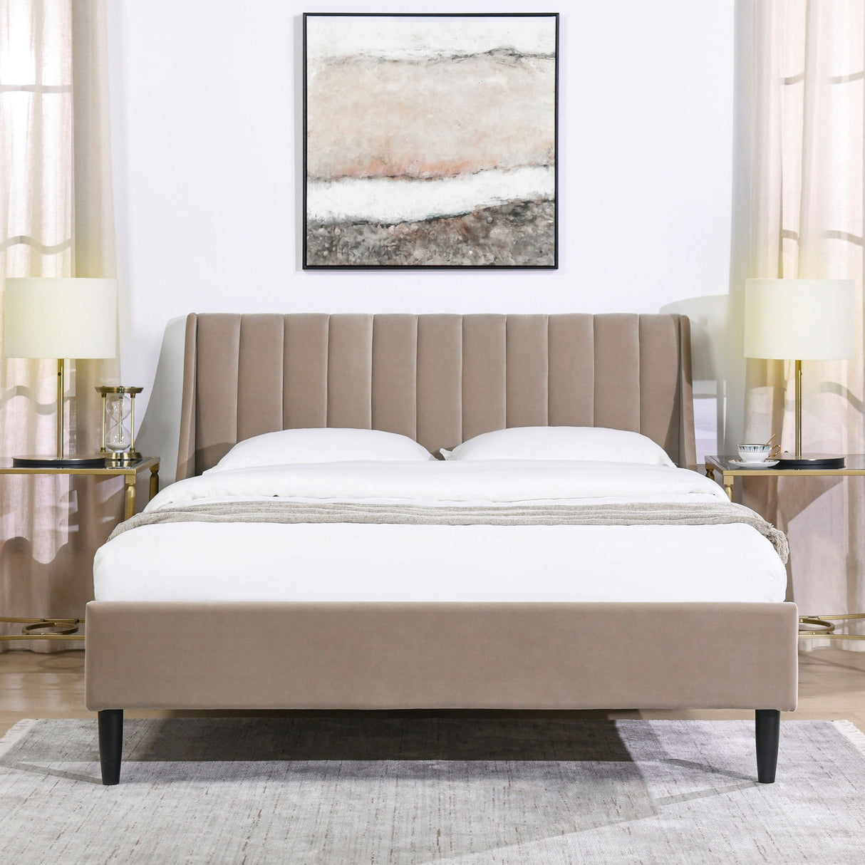 Aspen - Vertical Tufted Modern Headboard Platform Bed Set by Jennifer Taylor Home | Bel Furniture