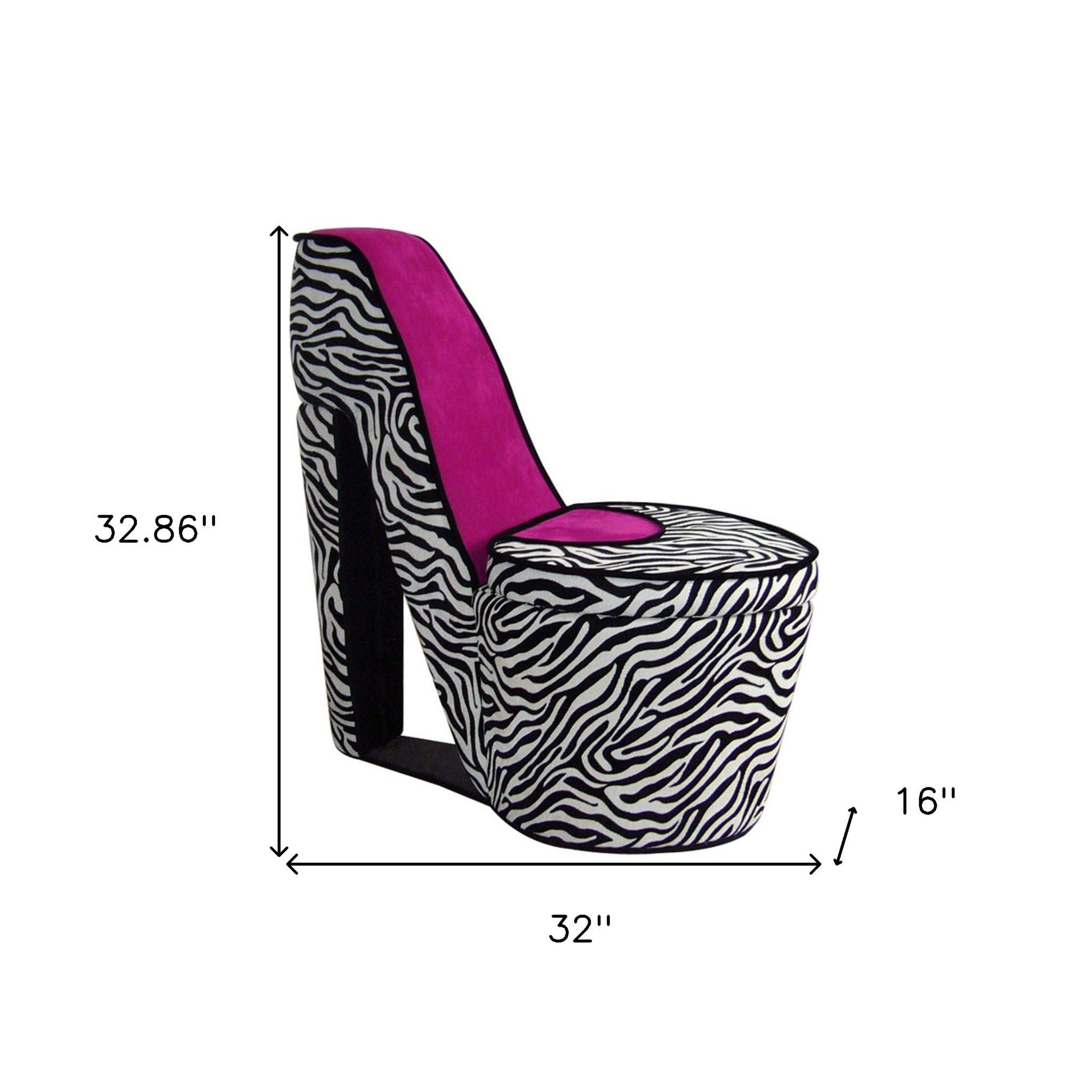 Faux Suede Animal Print Side Chair - Black / White