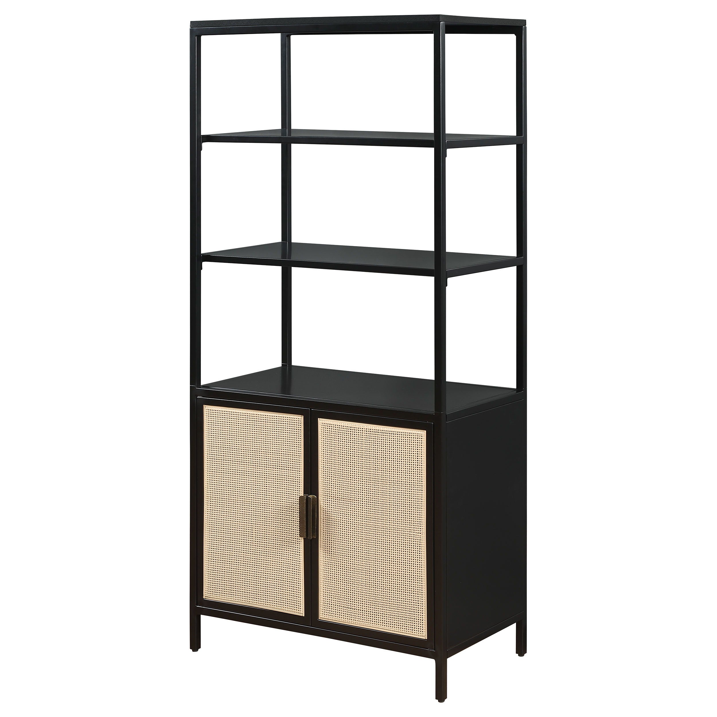 Amherst - 3-Shelf Radio Weave Cane Metal Accent Cabinet