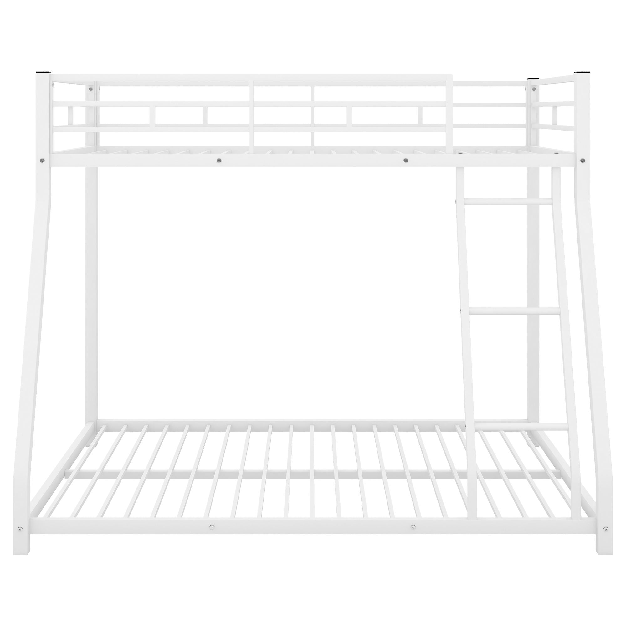 Metal Floor Bunk Bed, Twin Over Full - White