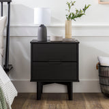 Mid-Century Modern 2 Drawer Solid Wood Nighstand With Cutout Handles by Walker Edison | Bel Furniture