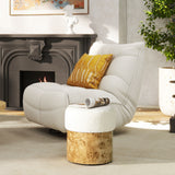 Nebula - Round Upholstered Ottoman - White