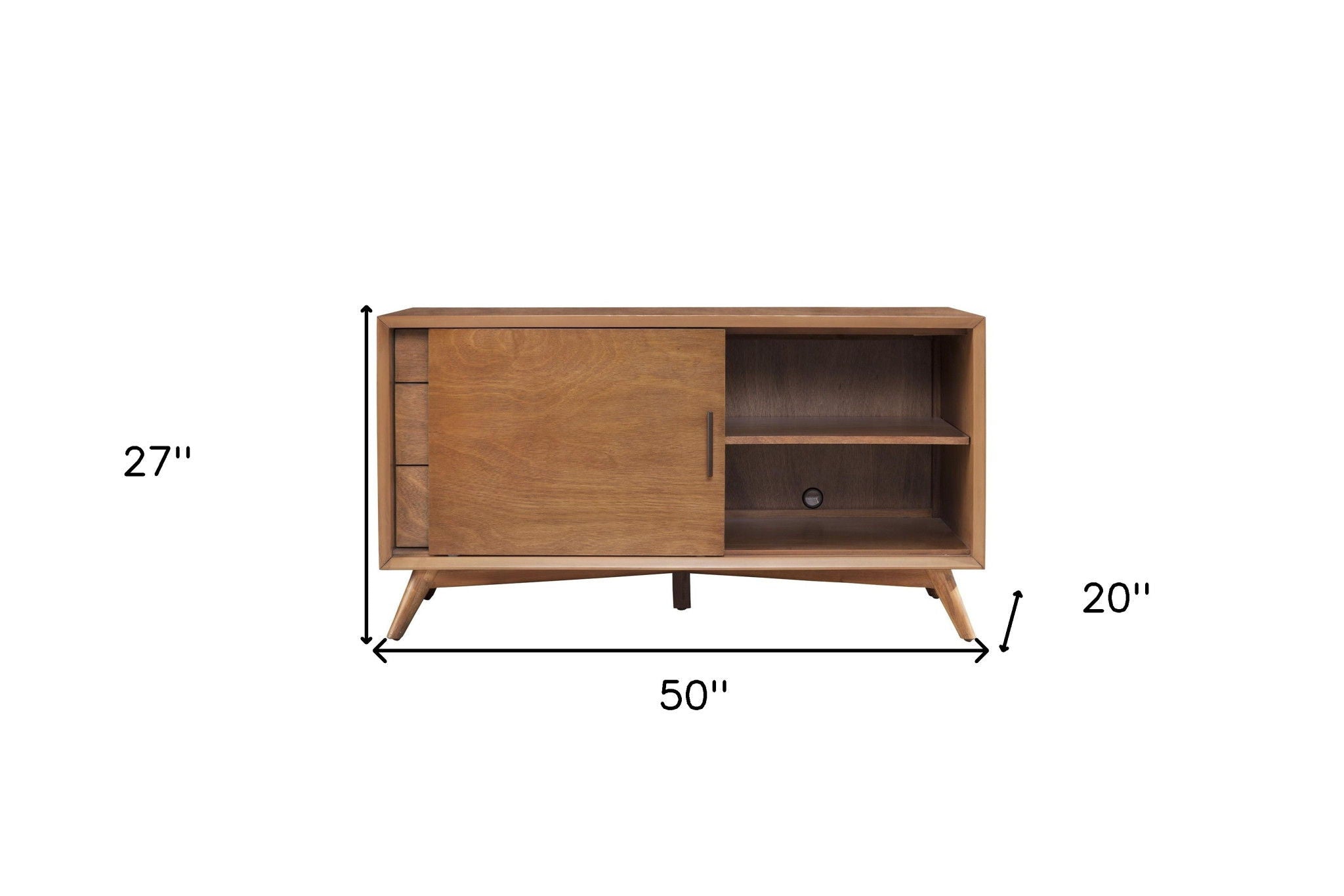 Wood Mahogany Solids Okoume And Veneer Cabinet Enclosed Storage TV Stand - Brown