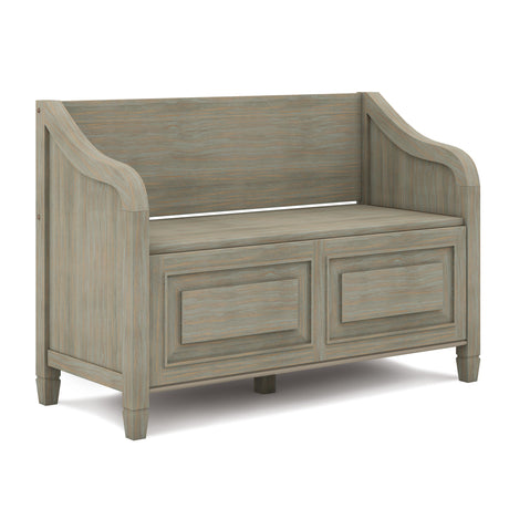 Connaught - Storage Bench Gray 42"W x 18"D x 29.5"H by Simpli-Home | Bel Furniture