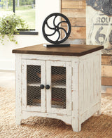 Wystfield - White / Brown - Rectangular End Table - 2 Doors by Signature Design by Ashley® | Bel Furniture