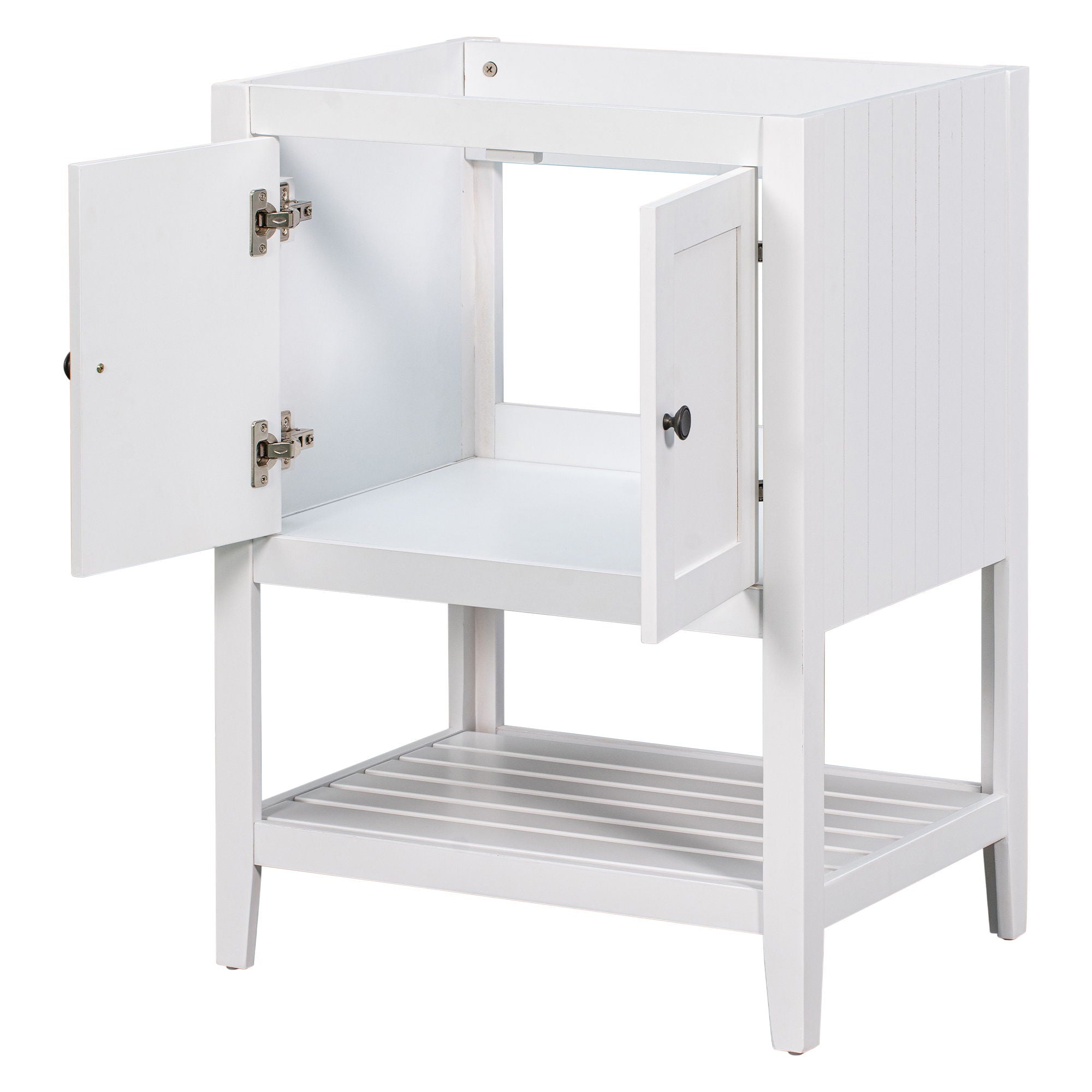 Bathroom Vanity Base Only, Soild Wood Frame, Bathroom Storage Cabinet With Doors And Open Shelf