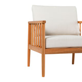 Contemporary Cushioned Eucalyptus Wood Patio Accent Chair by Walker Edison | Bel Furniture
