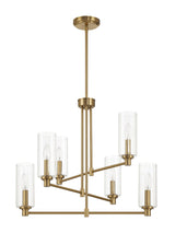 Timeless - 6 Lights Chandelier With Clear Ribbed Satin - Antique Brass / Clear / Gold by Ashcroft Furniture | Bel Furniture