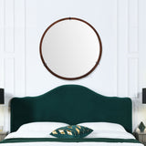 Hausen - Mid-Century Modern Round Accent Wall Mirror - Brown Walnut by Jennifer Taylor Home | Bel Furniture