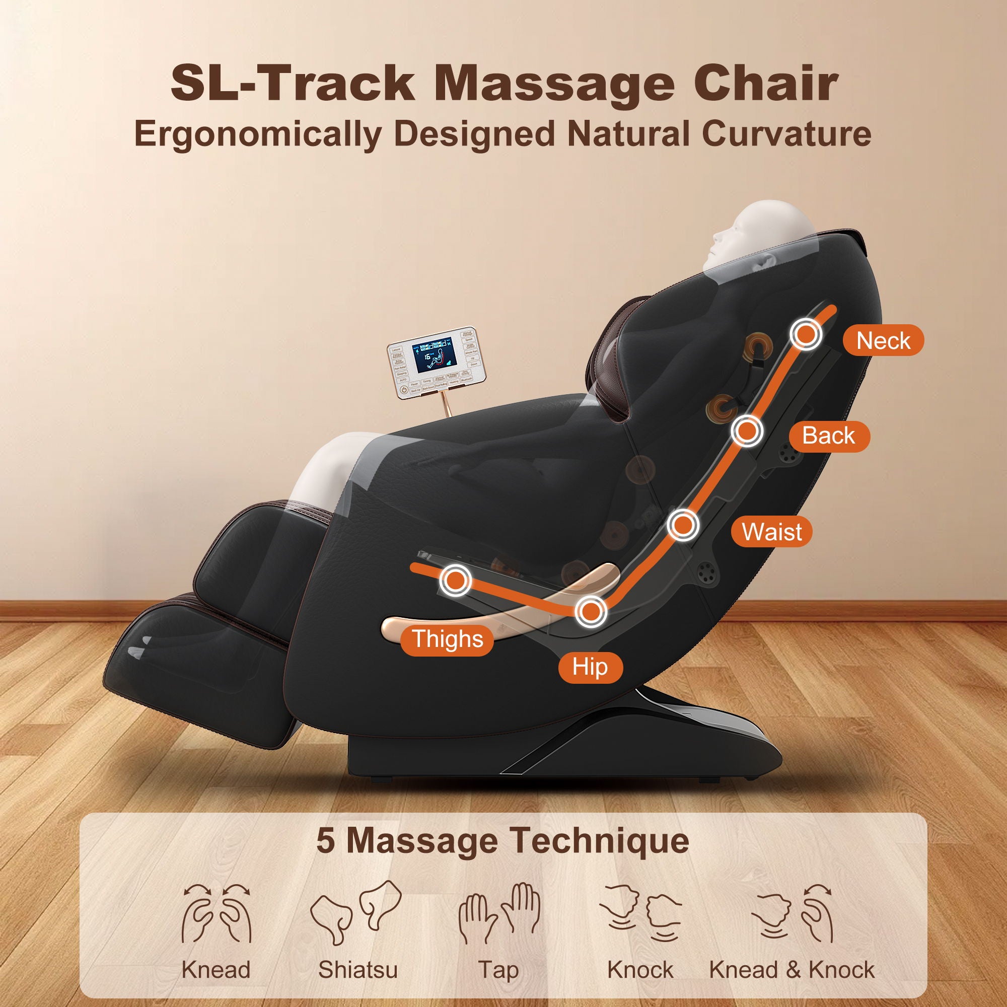 Deluxe - Massage Chair, Full Body Zero Gravity Recliner With Ai Voice Control, Sl Track, Bluetooth, Foot Rollers, Airbags, Heating - Black