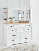 Ashbryn - White / Natural - Dresser And Mirror by Benchcraft® | Bel Furniture