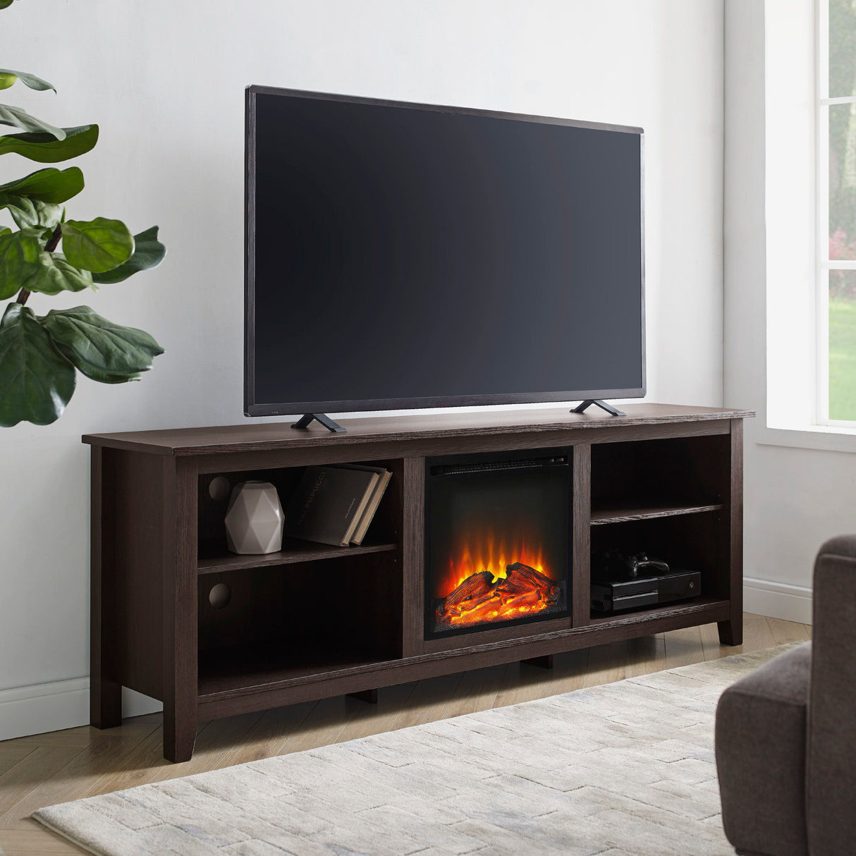 Modern Transitional 3 Shelf Open Storage 70" TV Stand For 80" TVs by Walker Edison | Bel Furniture