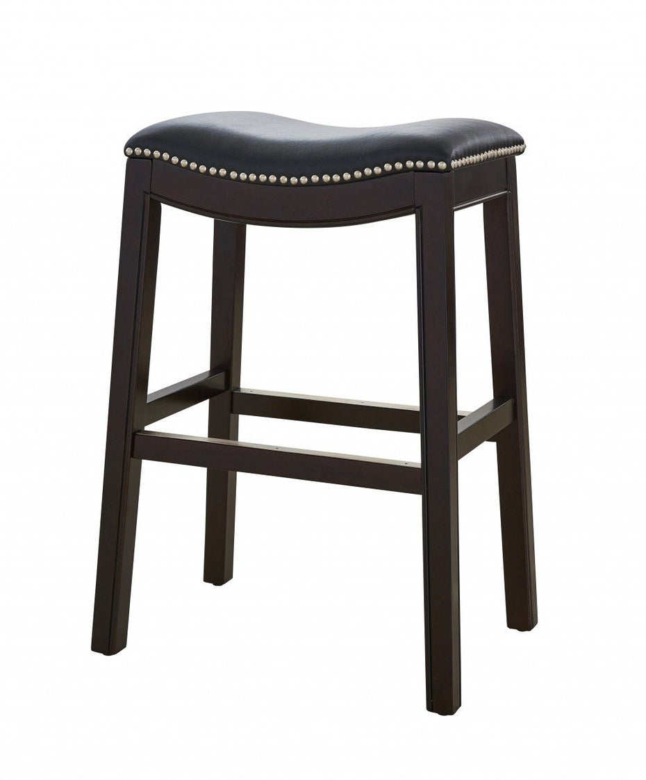 Solid Wood Backless Counter Height Bar Chair - Black / Espresso