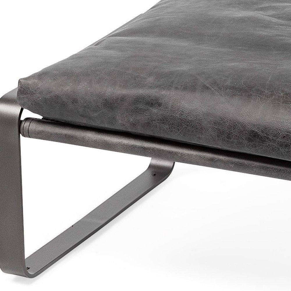 Faux Leather Ottoman - Black