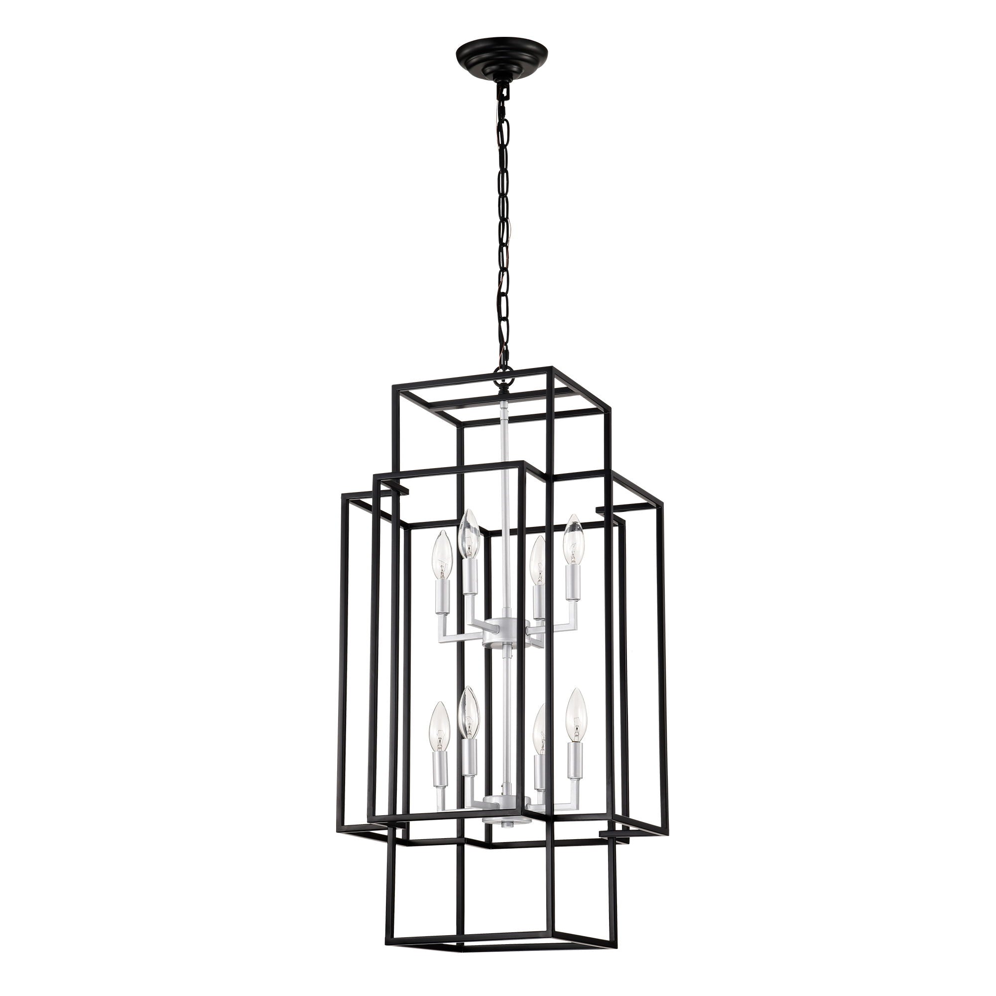 8 Light Lantern Chandelier Lighting, Entryway Chandeliers For High Ceilings, Chandeliers For Dining Room, Foyer, Entry, Staircase, Hallway, Height Adjustable (E12 Bulbs Not Included)