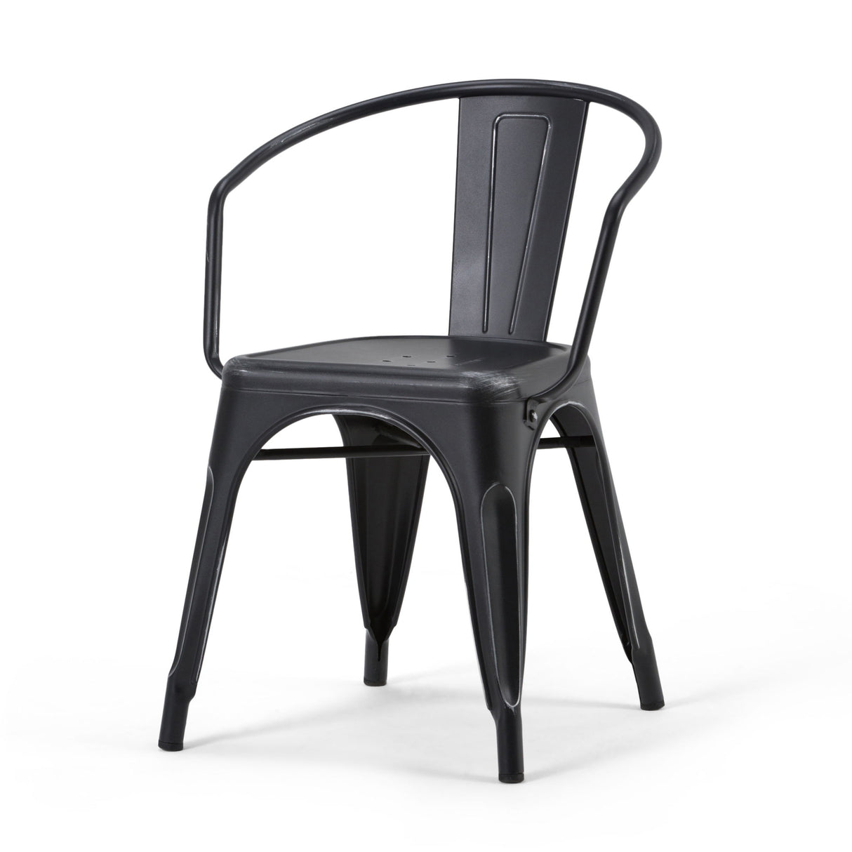 Larkin - Metal Dining Arm Chair (Set of 2) - Distressed Black / Silver by Simpli-Home | Bel Furniture