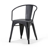 Larkin - Metal Dining Arm Chair (Set of 2) - Distressed Black / Silver by Simpli-Home | Bel Furniture