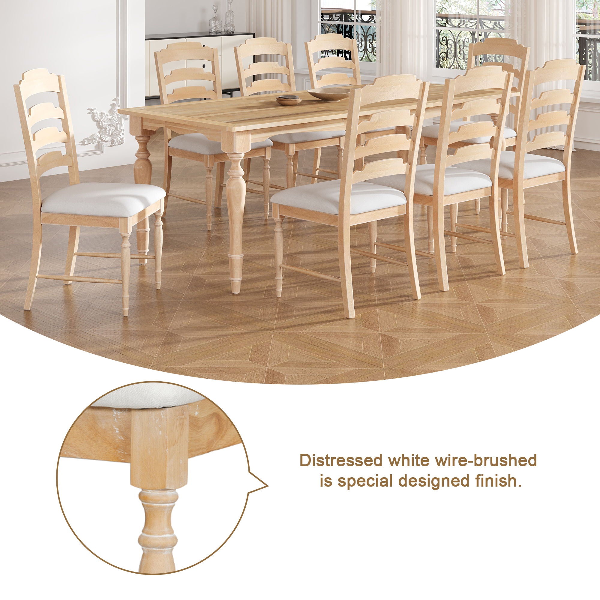 Topmax - Vintage Traditional Extendable Dining Table Set With Removable Leaf