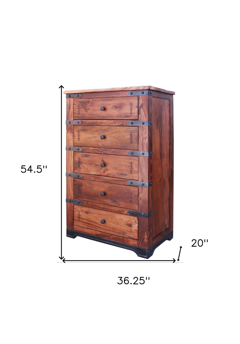 Solid Wood Five Drawer Chest - Natural