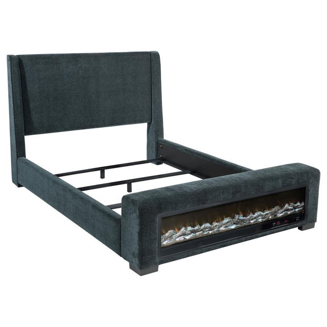 Preston - Upholstered Audio Flame Visualizer Bed Blue by Coaster Fine Furniture | Bel Furniture