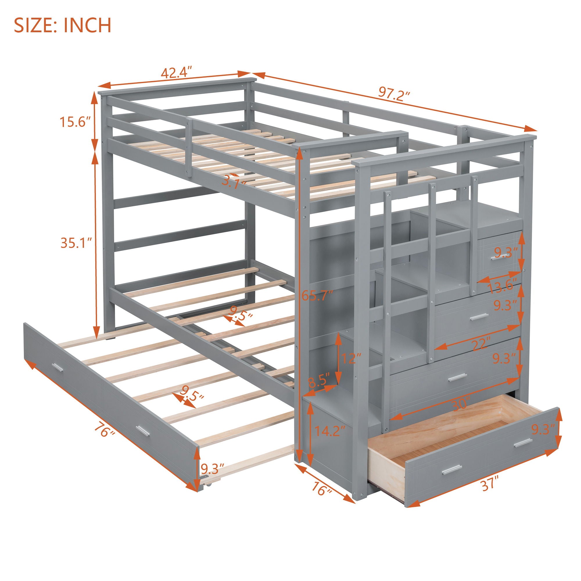 Bunk Bed With Trundle And Staircase