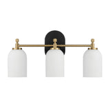 Meadows - 3 Lights Vanity Brush Bathroom Wall Light For Bathroom Over Mirror - Black / Gold / White by Ashcroft Furniture | Bel Furniture