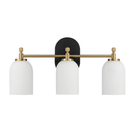 Meadows - 3 Lights Vanity Brush Bathroom Wall Light For Bathroom Over Mirror - Black / Gold / White - view 8