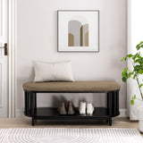 Scandi - Upholstered Top Storage Bench With Lower Shelf - Black by Walker Edison | Bel Furniture
