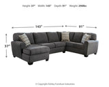 Ambee - Left Arm Facing Corner Chaise 3 Pc Sectional - Slate