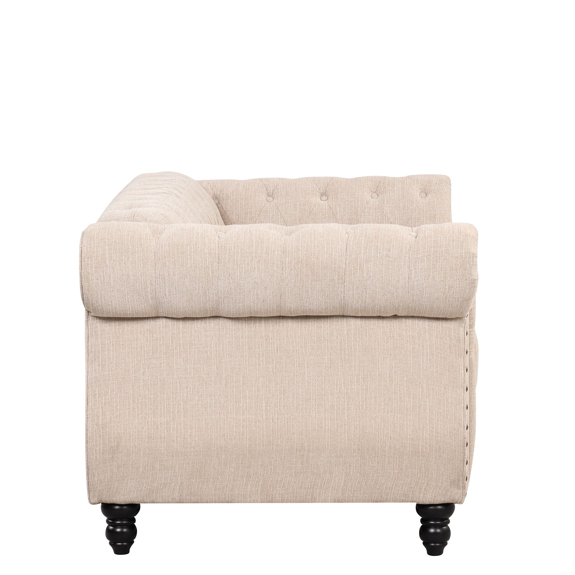 Modern Sofa Dutch Plush, Upholstered Sofa, Solid Wood Legs, Buttoned Tufted Backrest