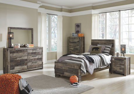 Derekson - Youth Panel Bedroom Set 6 Pc. - Dresser, Mirror, Chest, Panel Bed Twin None by Benchcraft® | Bel Furniture