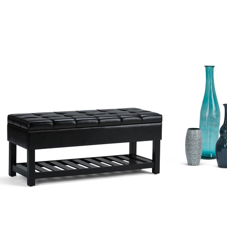 Saxon - Upholstered Transitional Storage Ottoman Bench - view 22