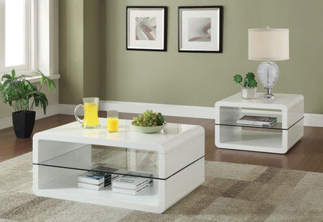 Elana - Coffee Table Set White 2 Pc. Coffee Table, End Table by Coaster Fine Furniture | Bel Furniture