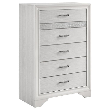 Miranda - 5-Drawer Bedroom Chest White by CoasterEveryday | Bel Furniture