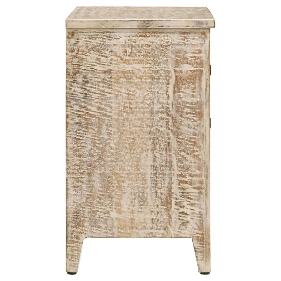Mariska - 3-Drawer Wood Mandala Cabinet - Distressed White by Coaster Fine Furniture | Bel Furniture